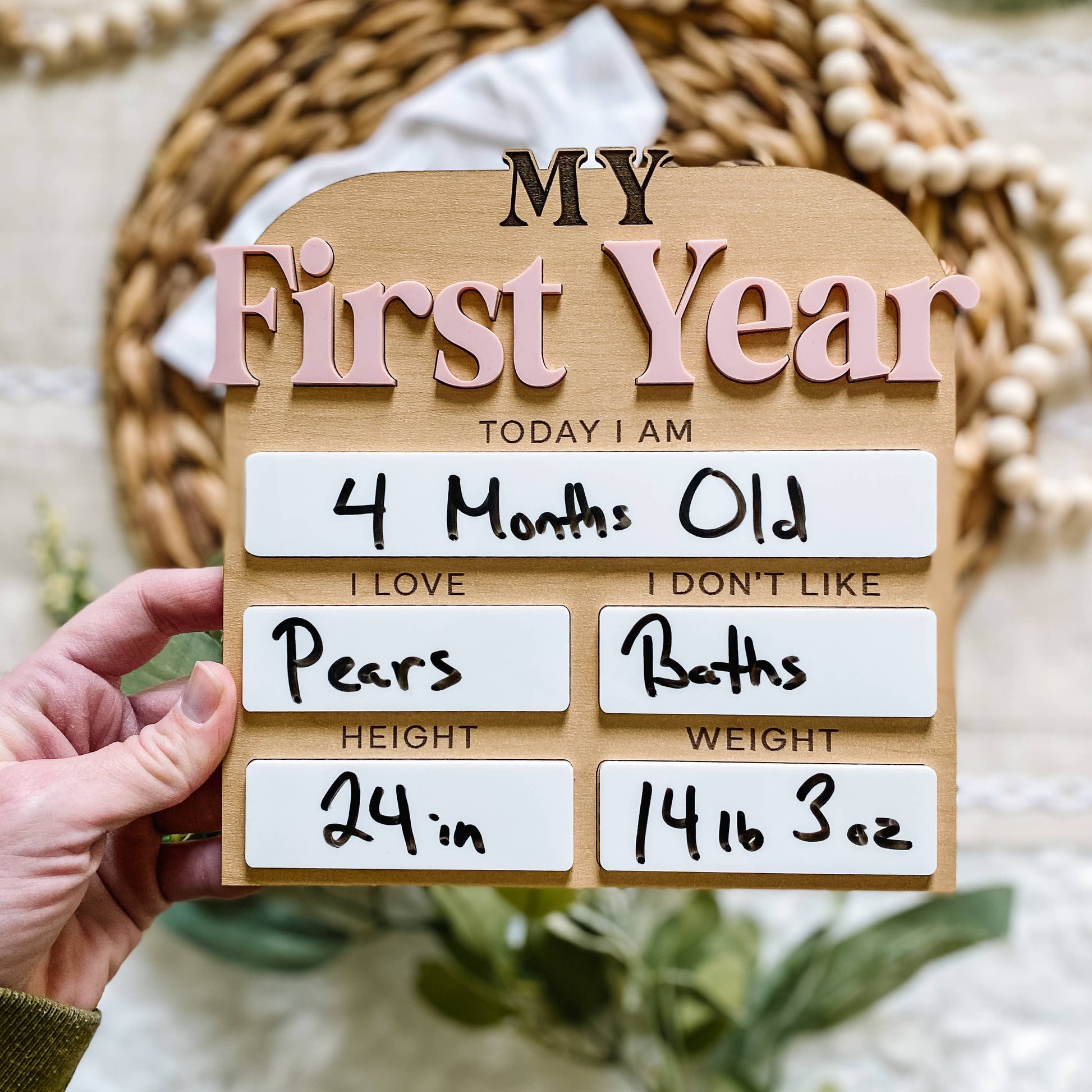 First Year Monthly Milestone Stat Board