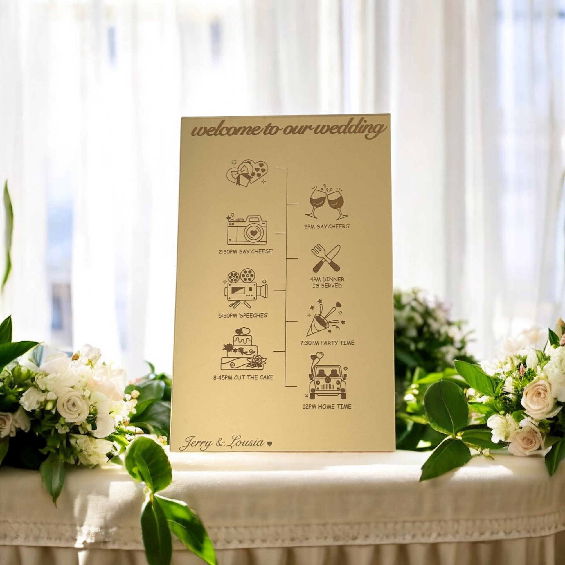 Personalized Wedding Mirror Timeline Sign