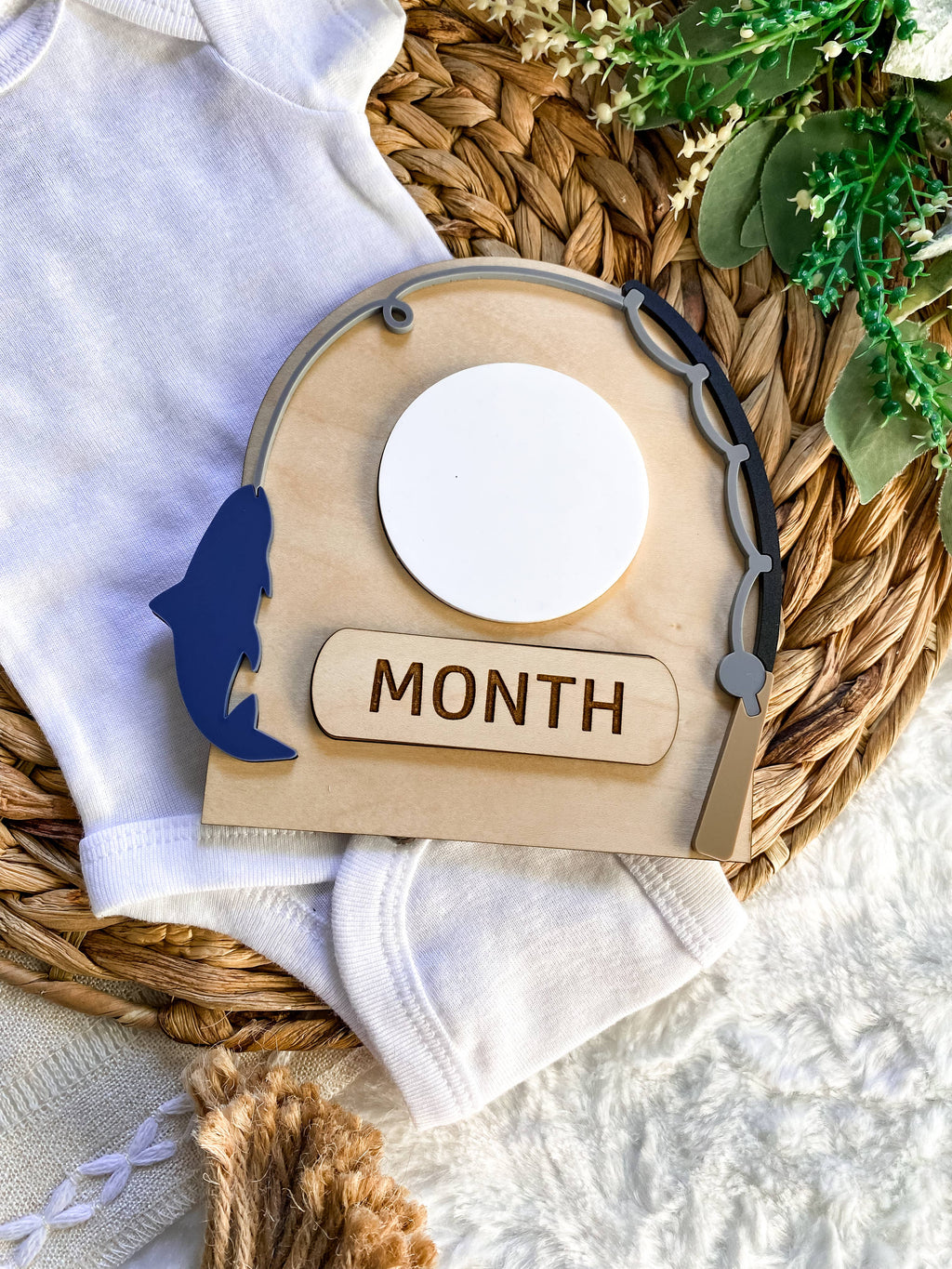 Fishing Baby Monthly Milestone Dry Erase Sign