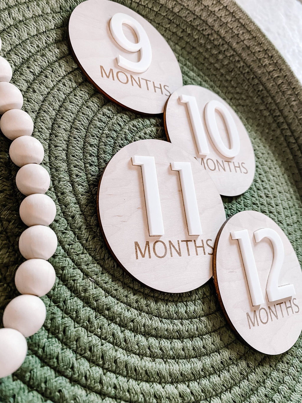 3D Wooden Monthly Milestone Set - Sleek Modern