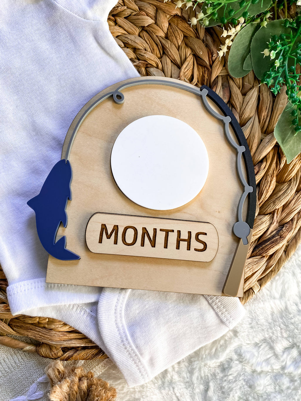 Fishing Baby Monthly Milestone Dry Erase Sign