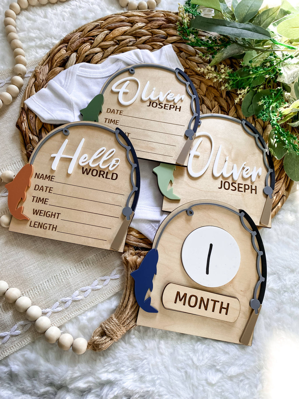Hello World Birth Stat Sign - Fishing