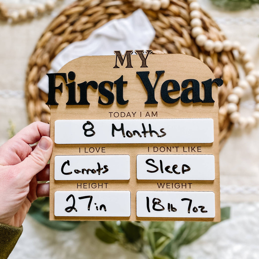 First Year Monthly Milestone Stat Board