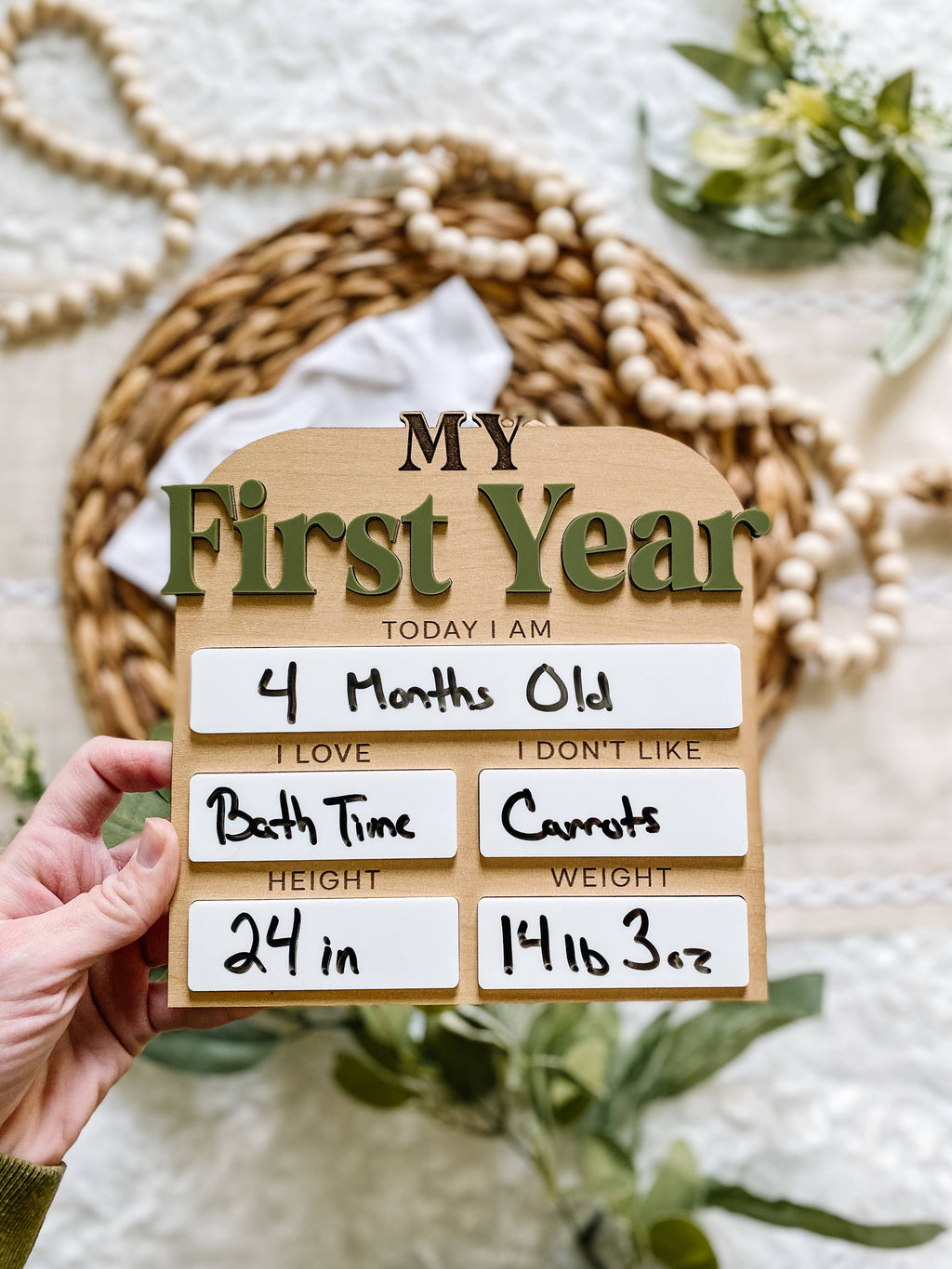 First Year Monthly Milestone Stat Board
