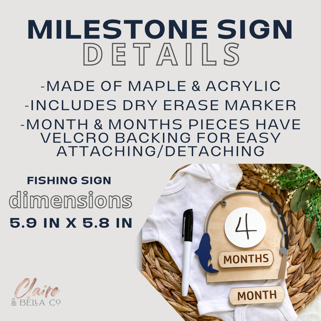 Fishing Baby Monthly Milestone Dry Erase Sign