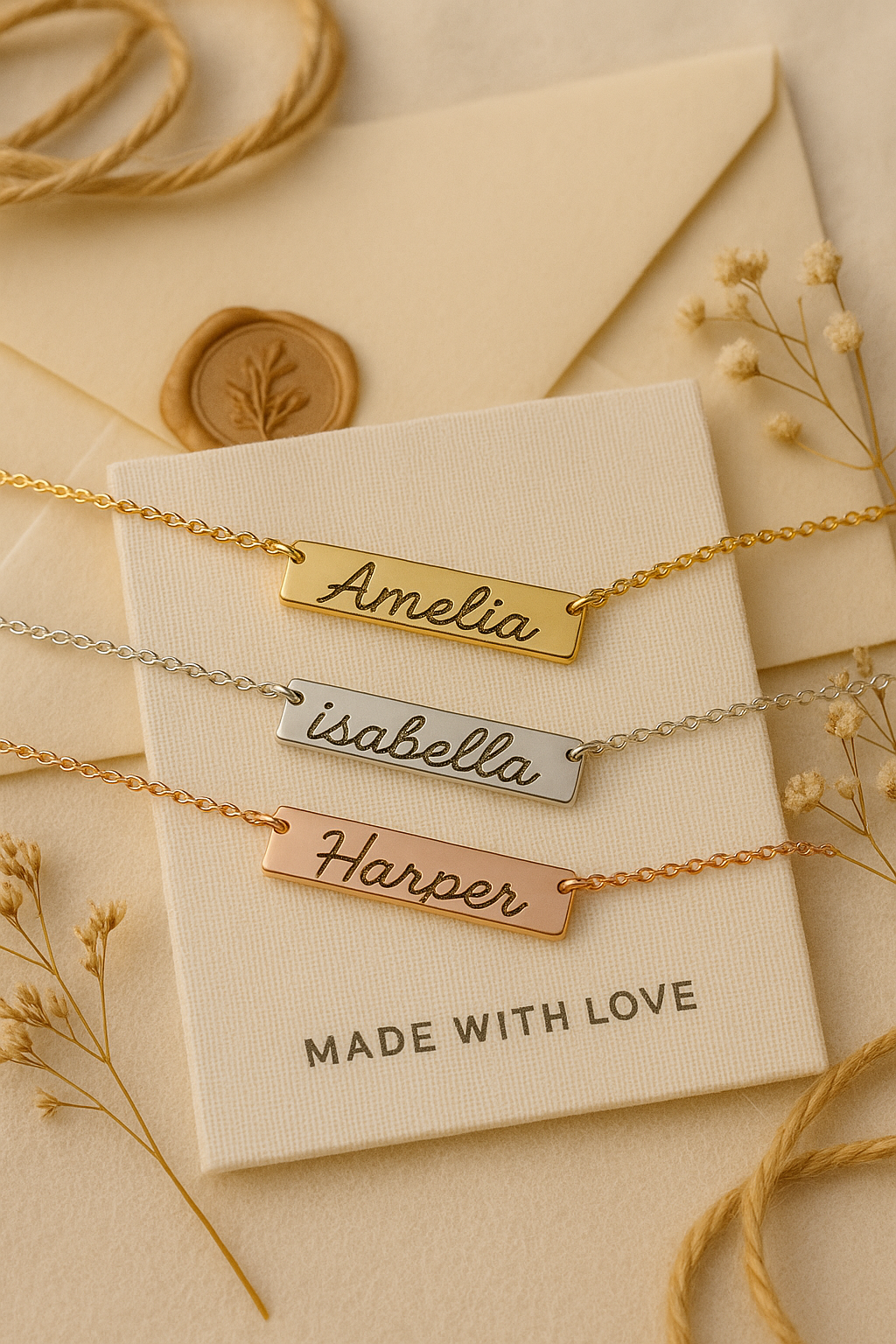 Horizontal Bar Necklace (no heart)